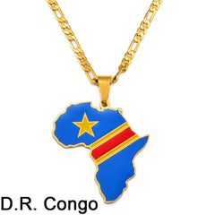 Showcase Your African Roots with Our Hip-hop Africa Map Pendant Necklace - Flexi Africa - Free Delivery Worldwide