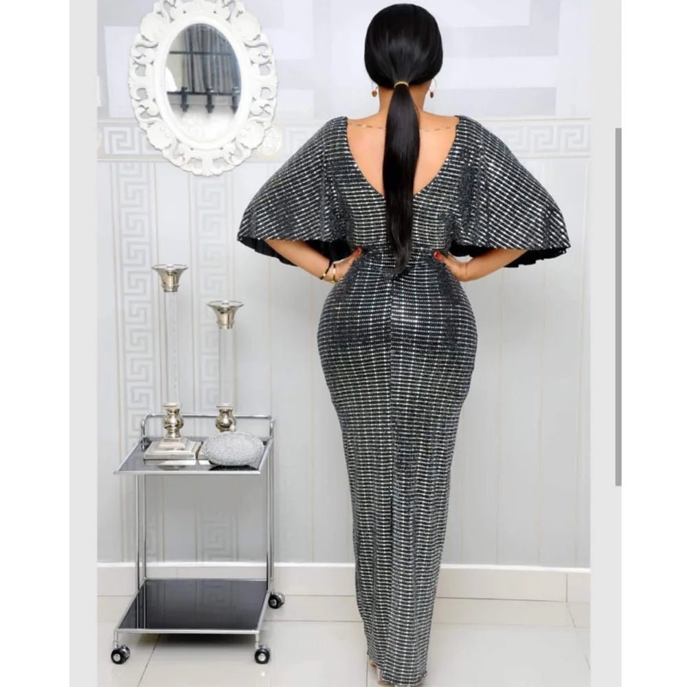 Sophisticated Plus Size Long Dress in Elegant African Style for Women - Flexi Africa - Free Delivery www.flexiafrica.com