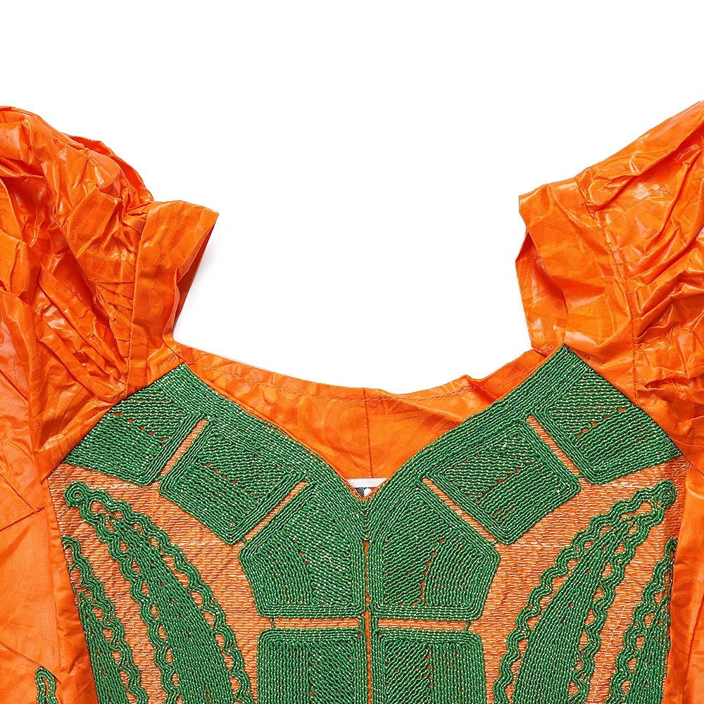 Traditional African Bazin Dress for Women – Embroidered Robe, Elegant Wedding & Party Attire - Free Delivery Worldwide only at Flexi Africa