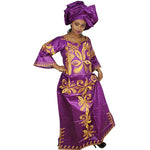 Traditional African Bazin Riche Embroidered Gown – Plus Size Party & Church Dress - Free Delivery Worldwide only at Flexi Africa