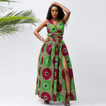 Traditional African Wax Print Dress for Women – Dashiki Halter Neck Maxi Dress - Free Delivery Worldwide only at Flexi Africa