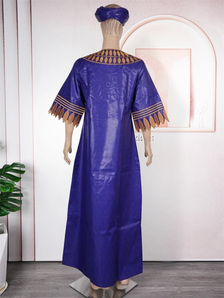 Traditional Bazin Dresses For Women Wedding Party Evening Gown African Clothing Plus Size 3XL 4XL Robes Dashiki Embroidery Dress - Free Delivery Worldwide only at Flexi Africa