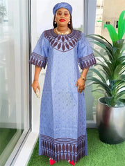 Traditional Bazin Dresses For Women Wedding Party Evening Gown African Clothing Plus Size 3XL 4XL Robes Dashiki Embroidery Dress - Free Delivery Worldwide only at Flexi Africa