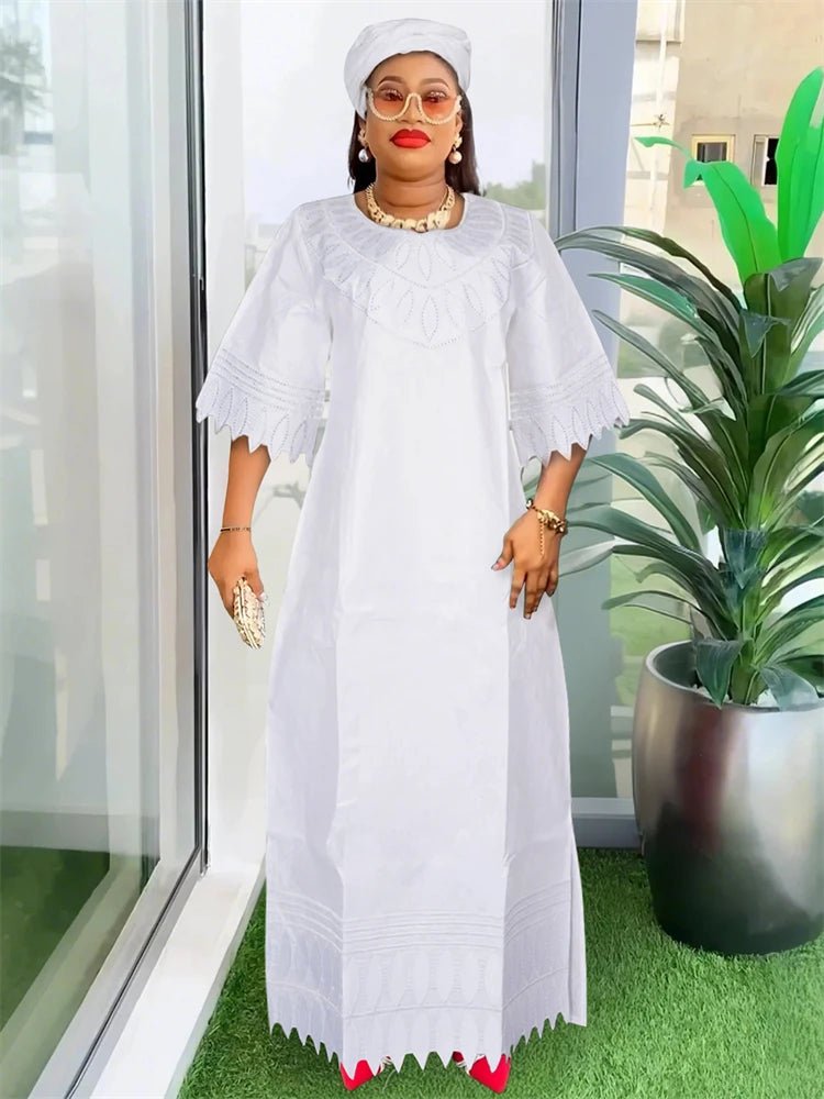 Traditional Bazin Dresses For Women Wedding Party Evening Gown African Clothing Plus Size 3XL 4XL Robes Dashiki Embroidery Dress - Free Delivery Worldwide only at Flexi Africa