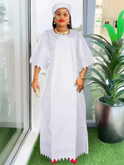 Traditional Bazin Dresses For Women Wedding Party Evening Gown African Clothing Plus Size 3XL 4XL Robes Dashiki Embroidery Dress - Free Delivery Worldwide only at Flexi Africa
