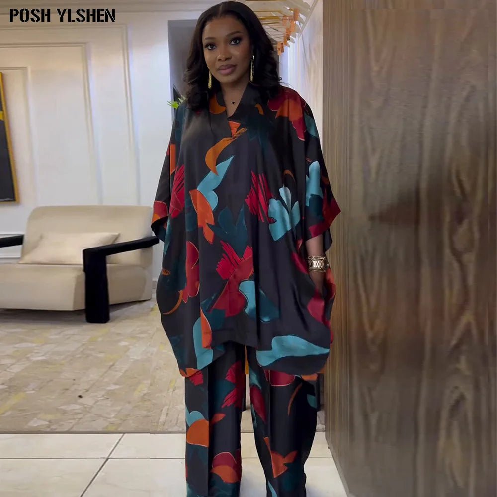 Two Piece Set Clothes for Women African Dresses Vacation Print Outfits 2025 Plus Size Tops Pants Suit Dashiki Ankara Turkey Gown - Free Delivery Worldwide only at Flexi Africa