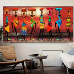 Vibrant African Dancers Canvas Wall Art – Frameless Cultural Home Décor (15.7"x47.2") - Free Delivery Worldwide only at Flexi Africa