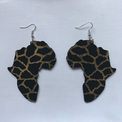 Vintage Heart Map Earrings - Handcrafted with Black Queen Wood - Free Delivery Worldwide only at Flexi Africa