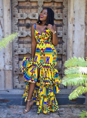 Wholesale African Print Dress Jamila | Box of 10 Ankara Dresses - Free Delivery Worldwide only at Flexi Africa