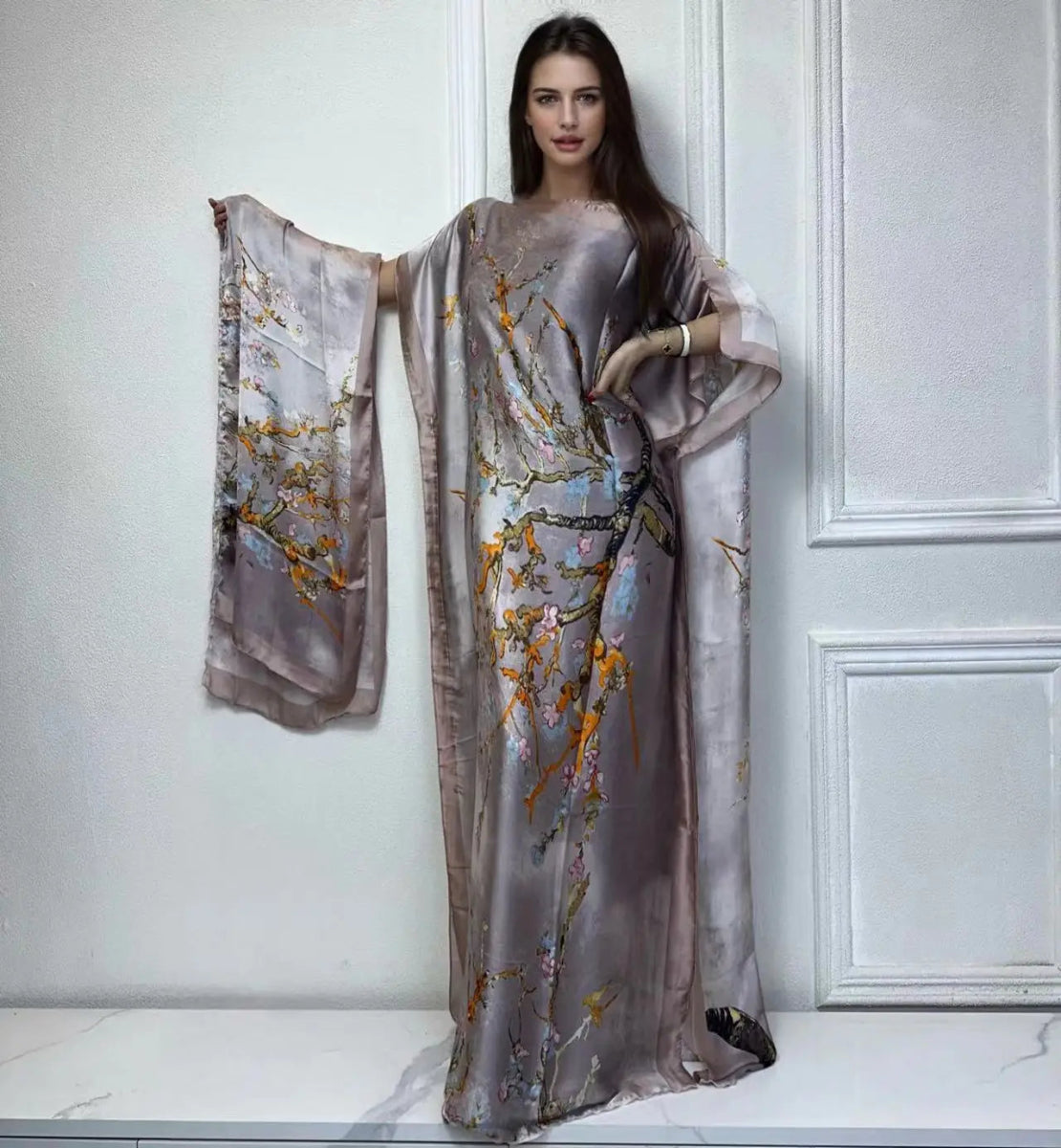 WINYI African Muslim Lady Summer Boho fashion Printed Kaftan holiday Dress loose Streetwear Abaya with belt beach dress - Free Delivery Worldwide only at Flexi Africa