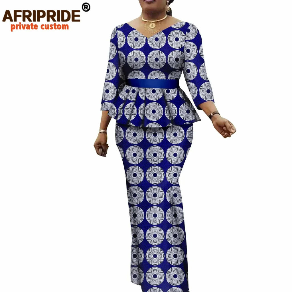 Women’s African Ankara 2PC Set Crop Top Maxi Skirt Belted Traditional Outfit - Free Delivery Worldwide only at Flexi Africa