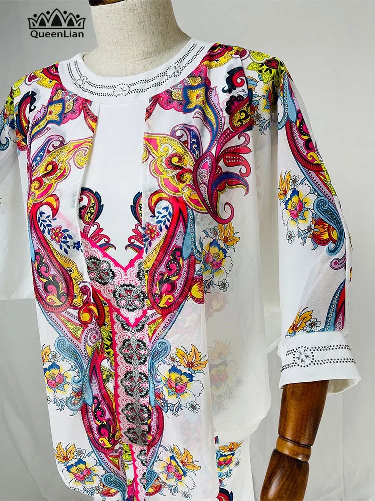 Women’s African Chiffon Maxi Dress – Batwing Sleeve Summer Dress with Diamond Print Design - Free Delivery Worldwide only at Flexi Africa