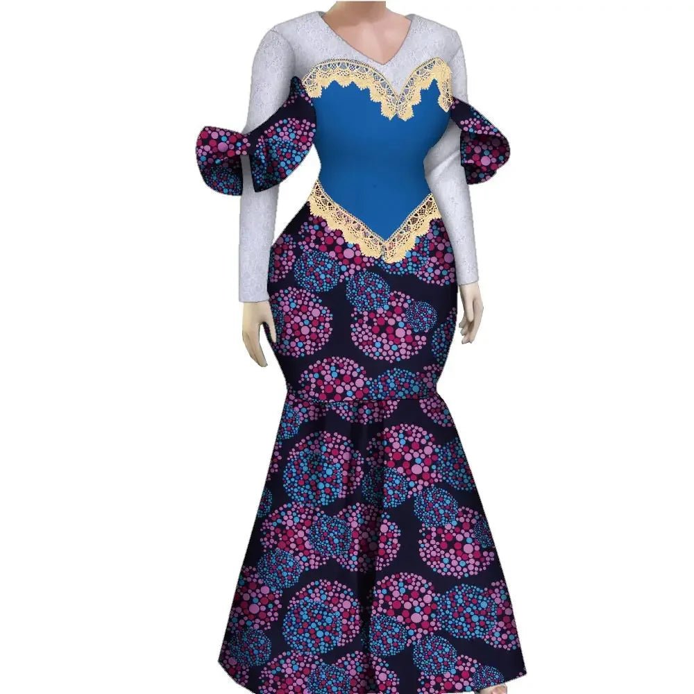 Women’s African Plus Size Evening Dress – Luxury Ankara Lace Mermaid Gown for Wedding & Party - Free Delivery Worldwide only at Flexi Africa