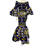 Women’s African Print Ankara Long Dress – Stretch Fit with Ruffle Sleeves - Free Delivery Worldwide only at Flexi Africa