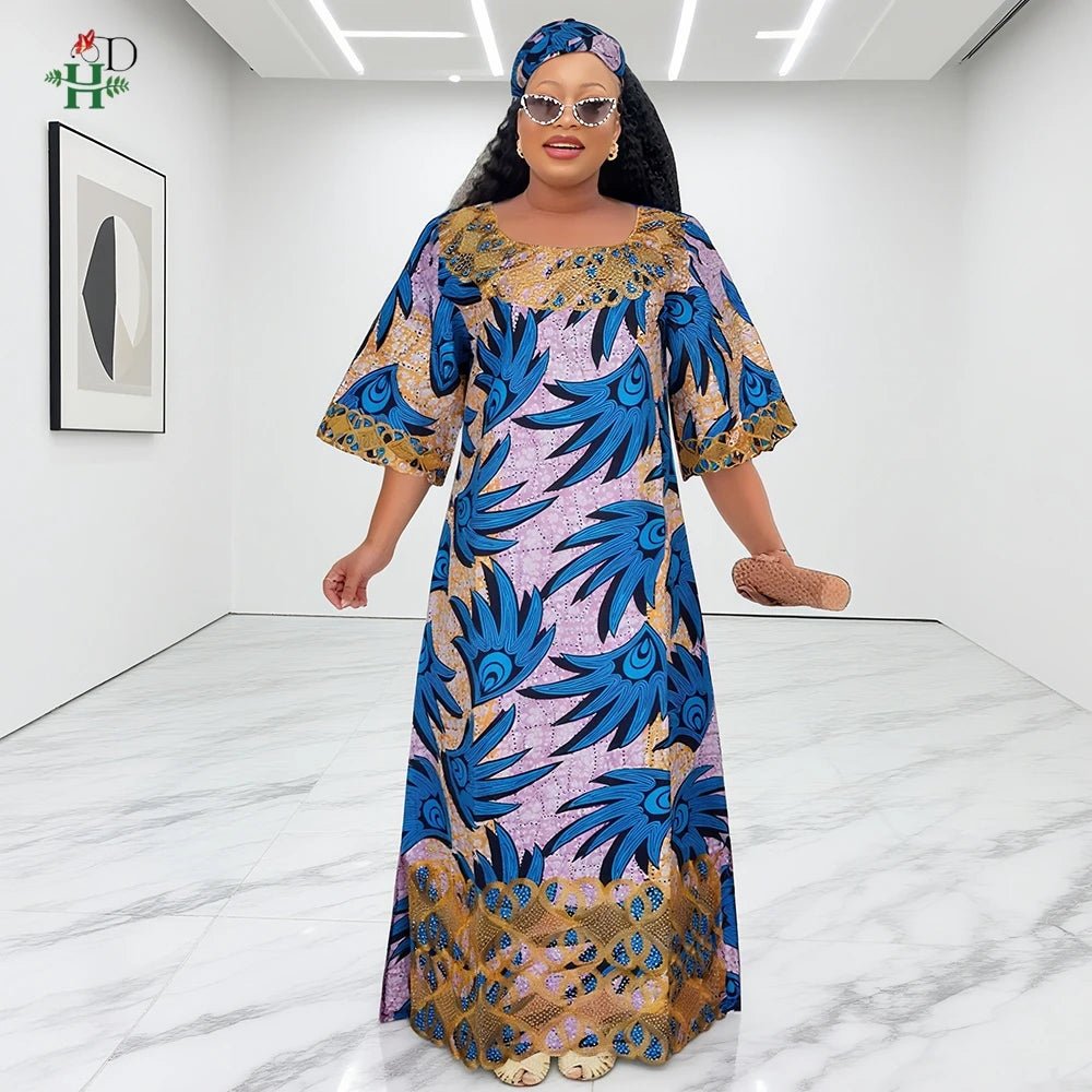Women’s African Traditional Dress – Embroidered Boubou Kaftan Abaya - Free Delivery Worldwide only at Flexi Africa