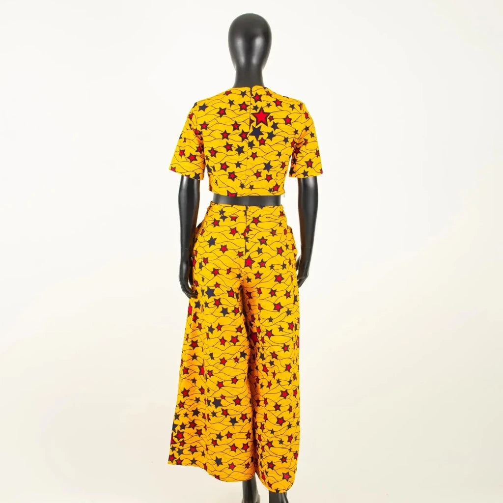 Women’s Ankara Crop Top and Wide - Leg Pants 2PC Set – Stylish African Fashion Outfit - Free Delivery Worldwide only at Flexi Africa