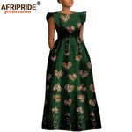 Women’s Ankara Dashiki Print Floor - Length A - Line Dress - Free Delivery Worldwide only at Flexi Africa