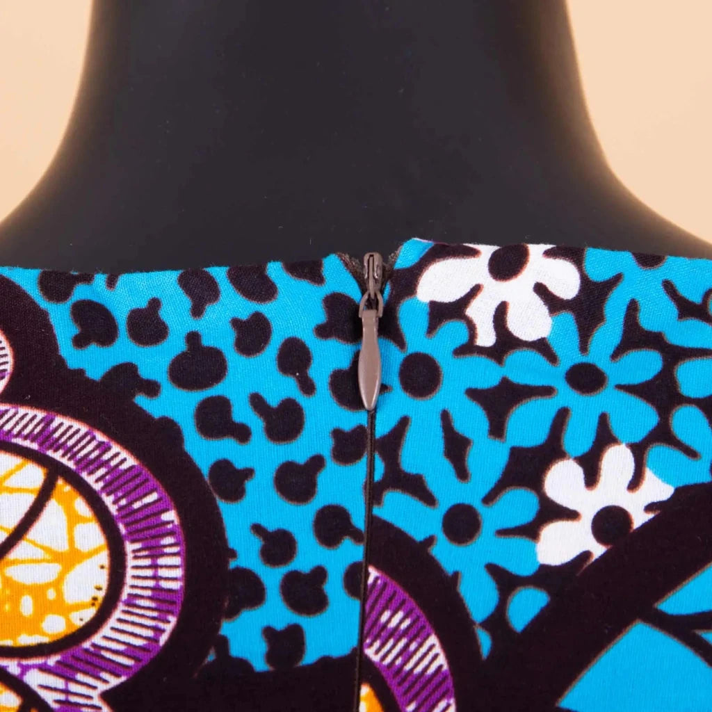 Women’s Ankara Dashiki Print Floor - Length A - Line Dress - Free Delivery Worldwide only at Flexi Africa