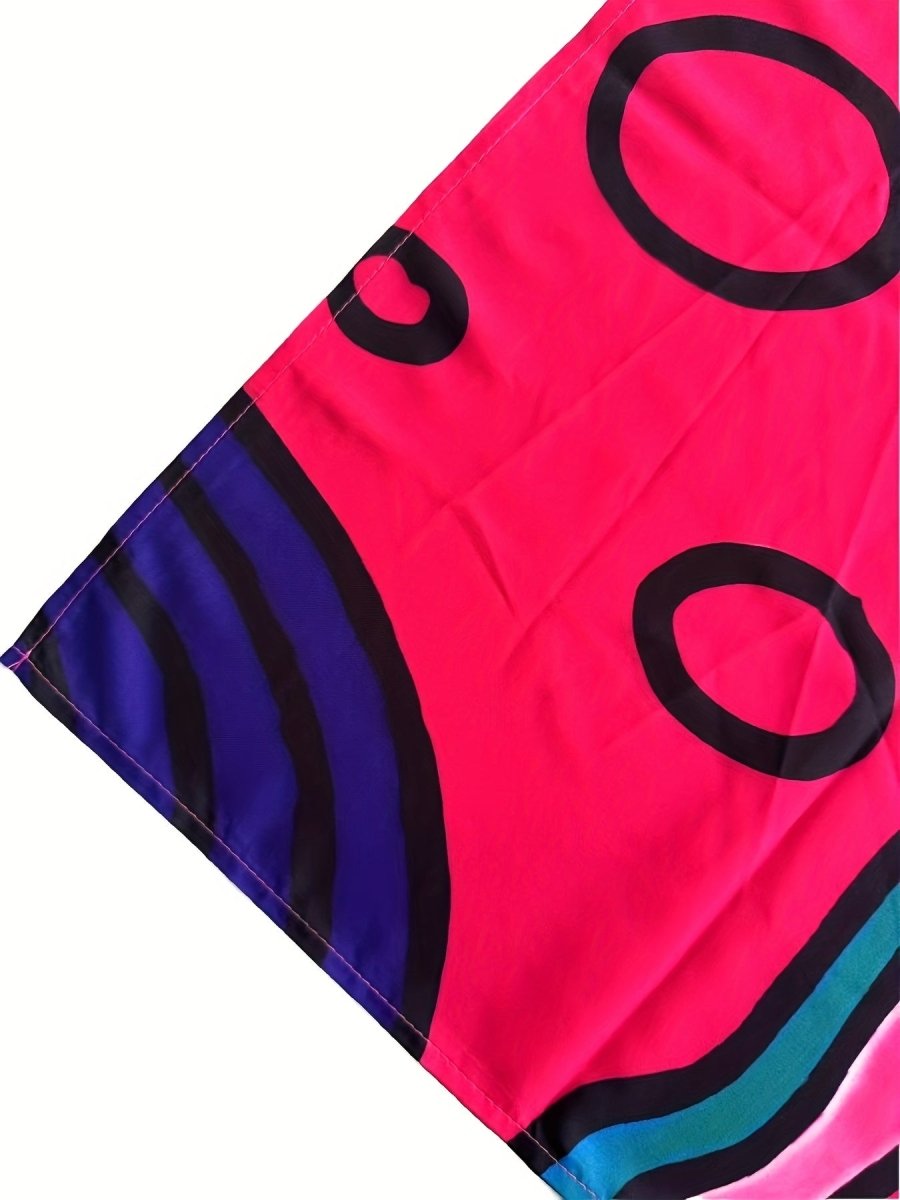Elevate your beach or casual look with this colorful geometric print Boho Kaftan Dress! Perfect as a beach coverup