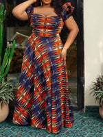 Women’s Geometric Print A - Line Dress with Slit - Free Delivery Worldwide only at Flexi Africa