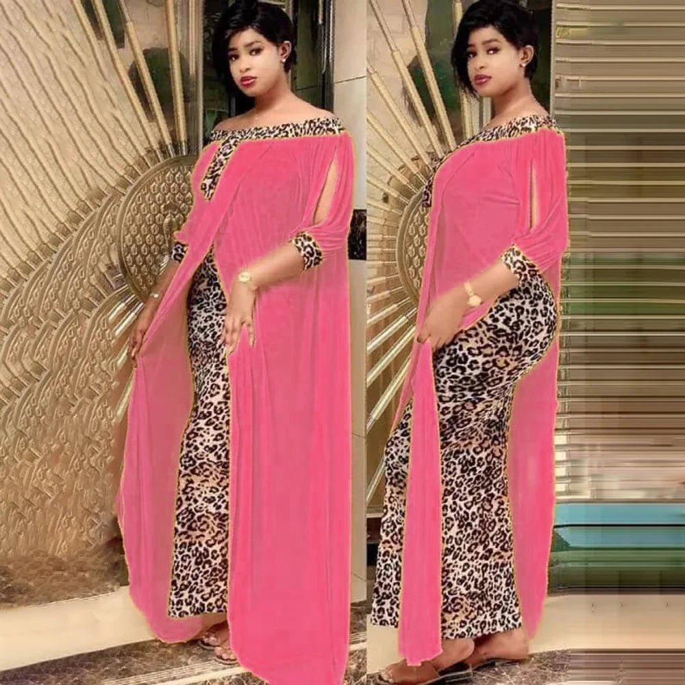 Women’s Leopard Print Dashiki Dress – African Style Autumn Party Dress - Free Delivery Worldwide only at Flexi Africa