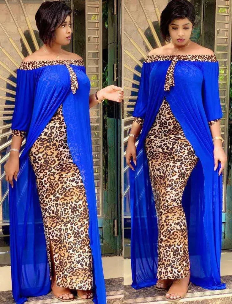 Women’s Leopard Print Dashiki Dress – African Style Autumn Party Dress - Free Delivery Worldwide only at Flexi Africa