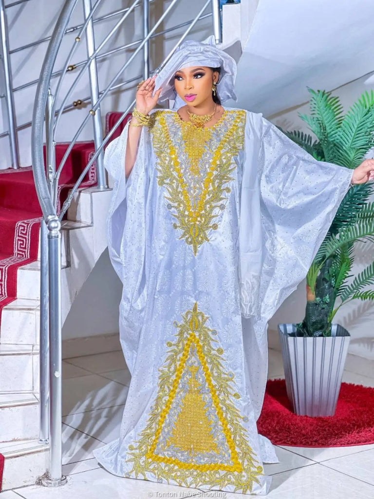 Women’s Luxury African Boubou Dress – Rich Embroidery Long Gown - Free Delivery Worldwide only at Flexi Africa