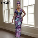 Women’s Luxury Dashiki Ankara Maxi Dress with Headwrap - Free Delivery Worldwide only at Flexi Africa