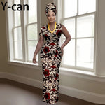 Women’s Luxury Dashiki Ankara Maxi Dress with Headwrap - Free Delivery Worldwide only at Flexi Africa
