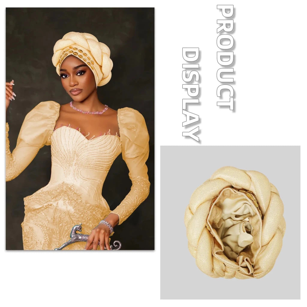 Women’s Nigerian Auto Gele – Stylish Wedding & Party Headscarf - Free Delivery Worldwide only at Flexi Africa
