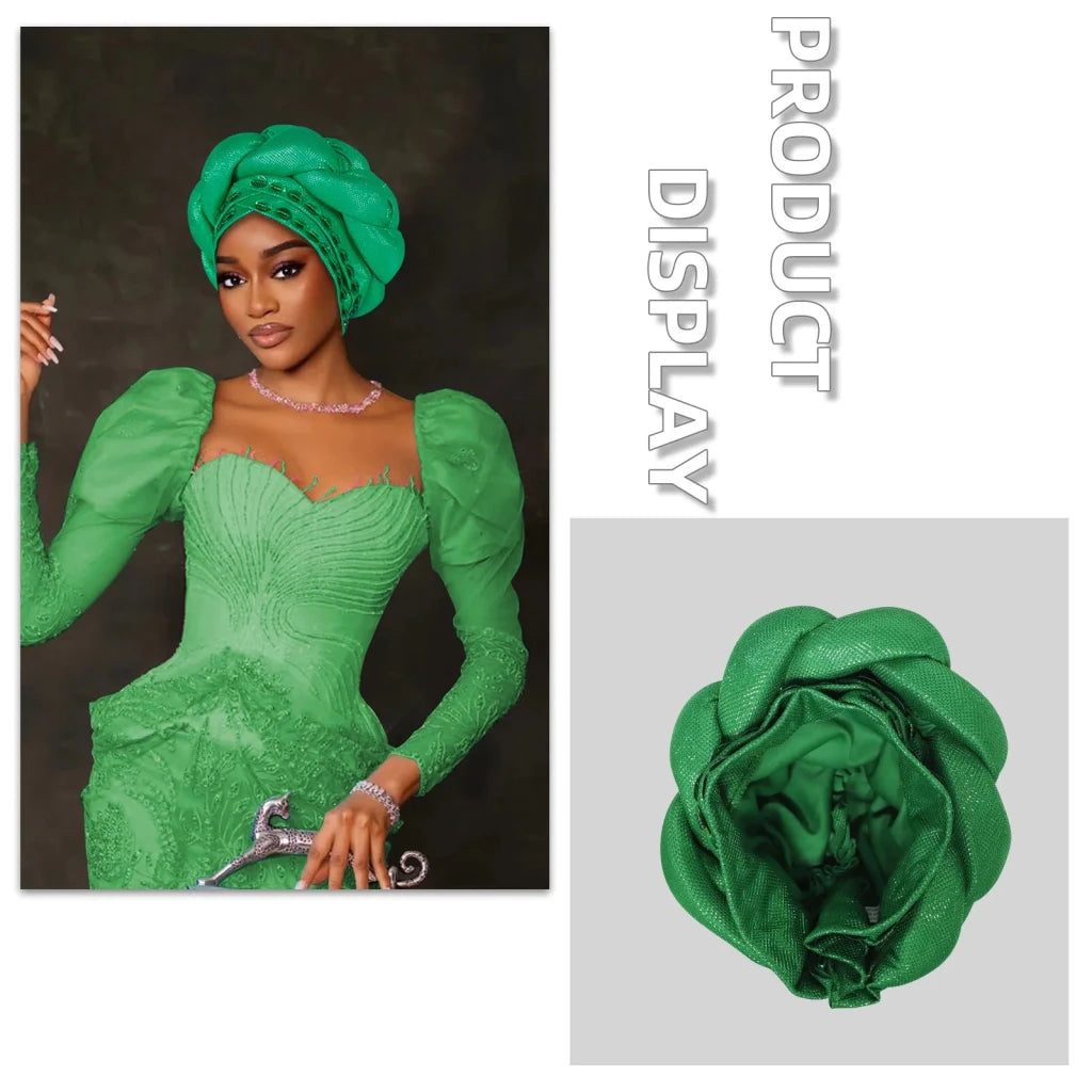 Women’s Nigerian Auto Gele – Stylish Wedding & Party Headscarf - Free Delivery Worldwide only at Flexi Africa