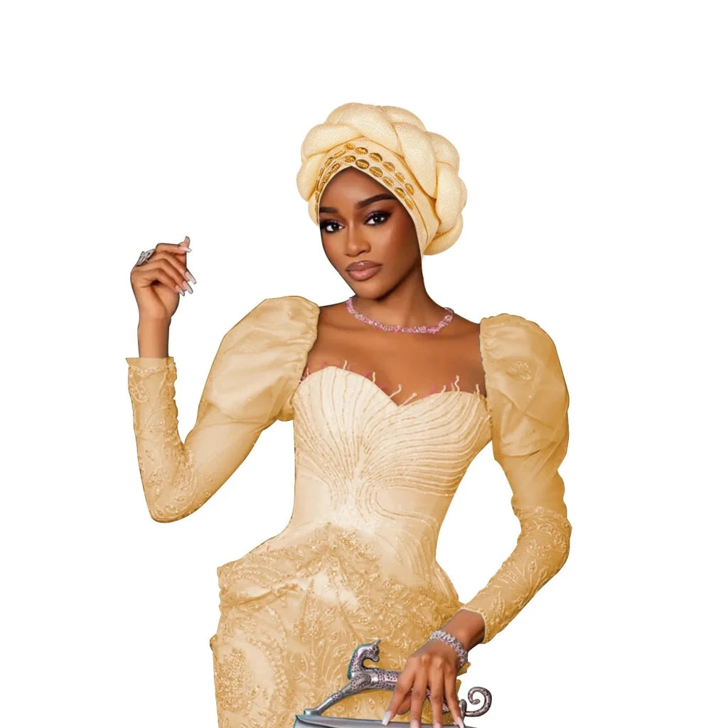 Women’s Nigerian Auto Gele – Stylish Wedding & Party Headscarf - Free Delivery Worldwide only at Flexi Africa