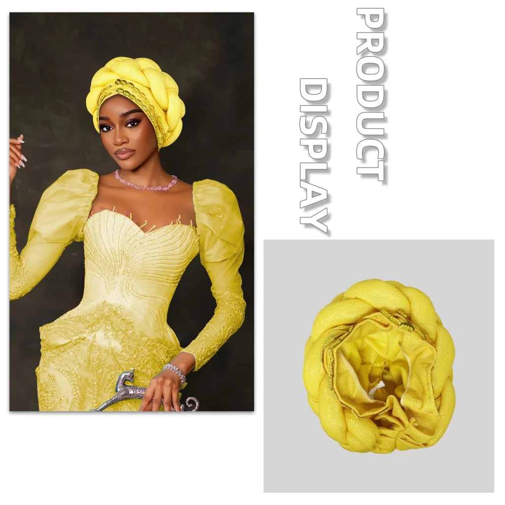 Women’s Nigerian Auto Gele – Stylish Wedding & Party Headscarf - Free Delivery Worldwide only at Flexi Africa