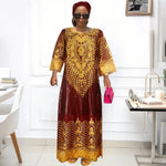 Women’s Purple Bazin Embroidered Traditional African Wedding Dress – Luxury Occasion Wear - Free Delivery Worldwide only at Flexi Africa