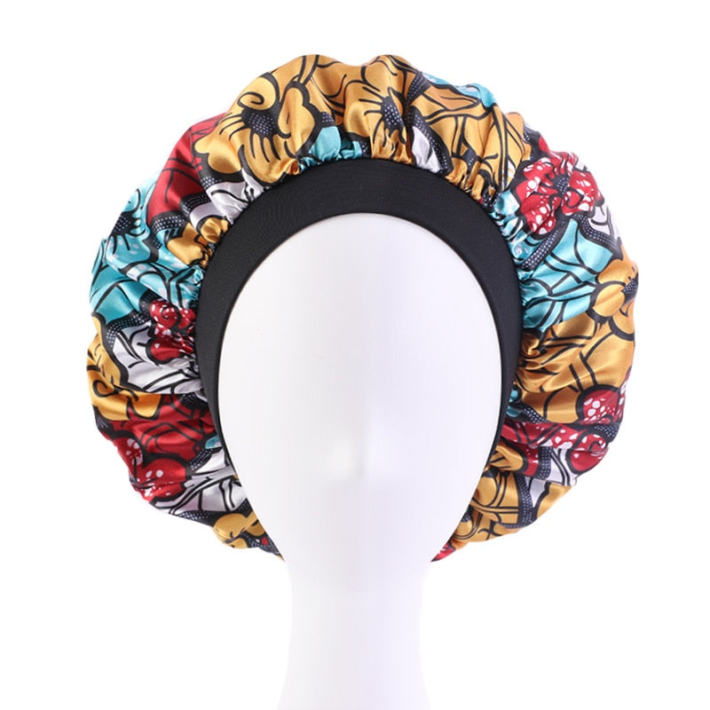 Stylish Satin Bonnet Sleep Cap Set - Matching African Print Turban Hair Covers - Flexi Africa - Flexi Africa offers Free Delivery Worldwide - Vibrant African traditional clothing showcasing bold prints and intricate designs