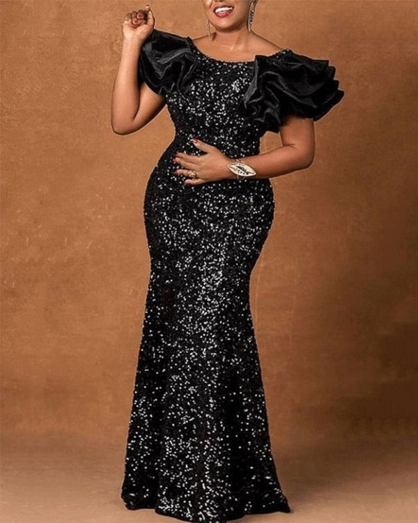 Velvet Mermaid Maxi Dress: A Stunning and Elegant Addition to Your African Fashion Collection - Flexi Africa - Flexi Africa offers Free Delivery Worldwide - Vibrant African traditional clothing showcasing bold prints and intricate designs